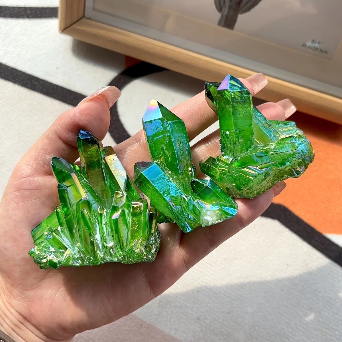 Luxury Green Aura Quartz Cluster Elegant Natural Stone Decor for Home Office Ideal Independence Day Gift