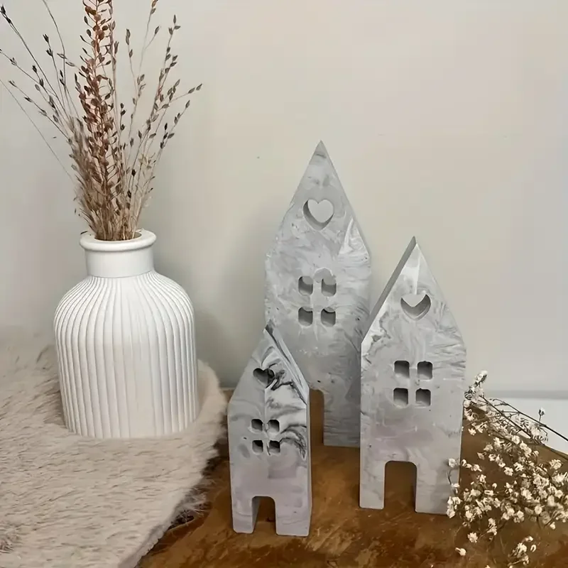 3 Stück Silikonhaus Silikonform Gips Ornament Form Harzform Set
