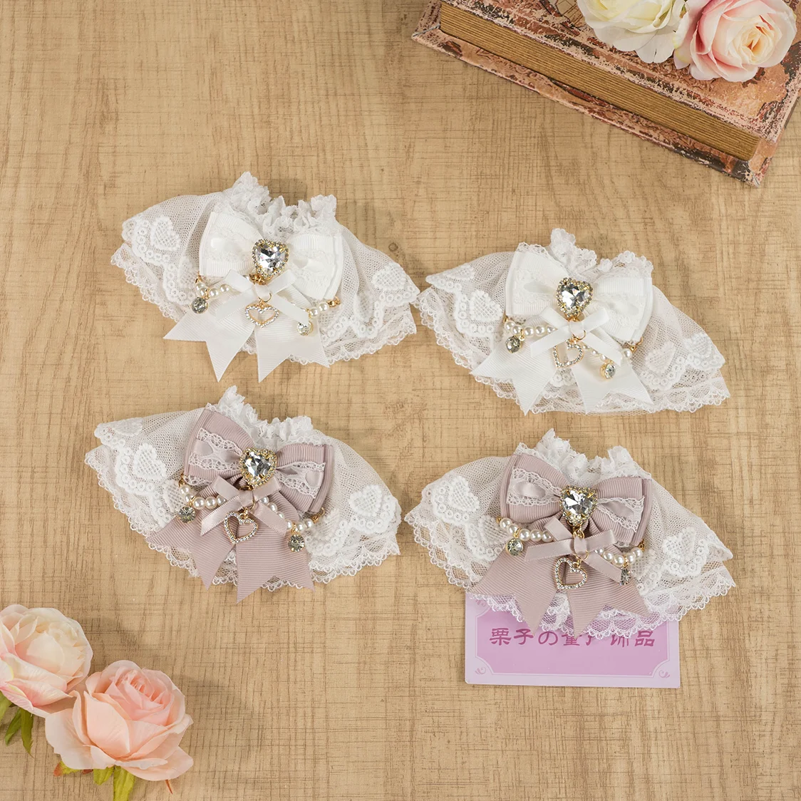 Bow Hand Sleeve Mass Production Handmade Lace Oversleeve Pearl Chain Lolita Accessories Sweet Kawaii Arm Warmer for Girl