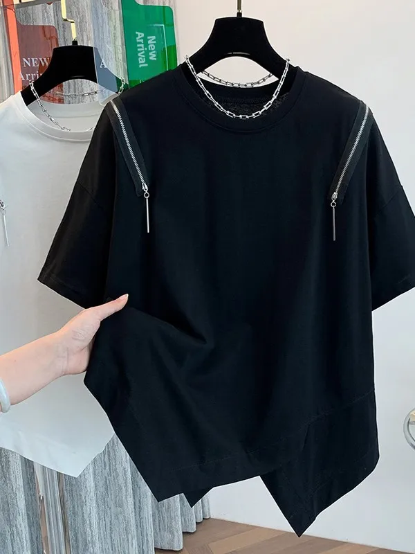 T-shirt décontracté Sli ample ort Sve pour femmes, vêtement d'été de marque Faion, rond, matériau fin, pour les déplacements