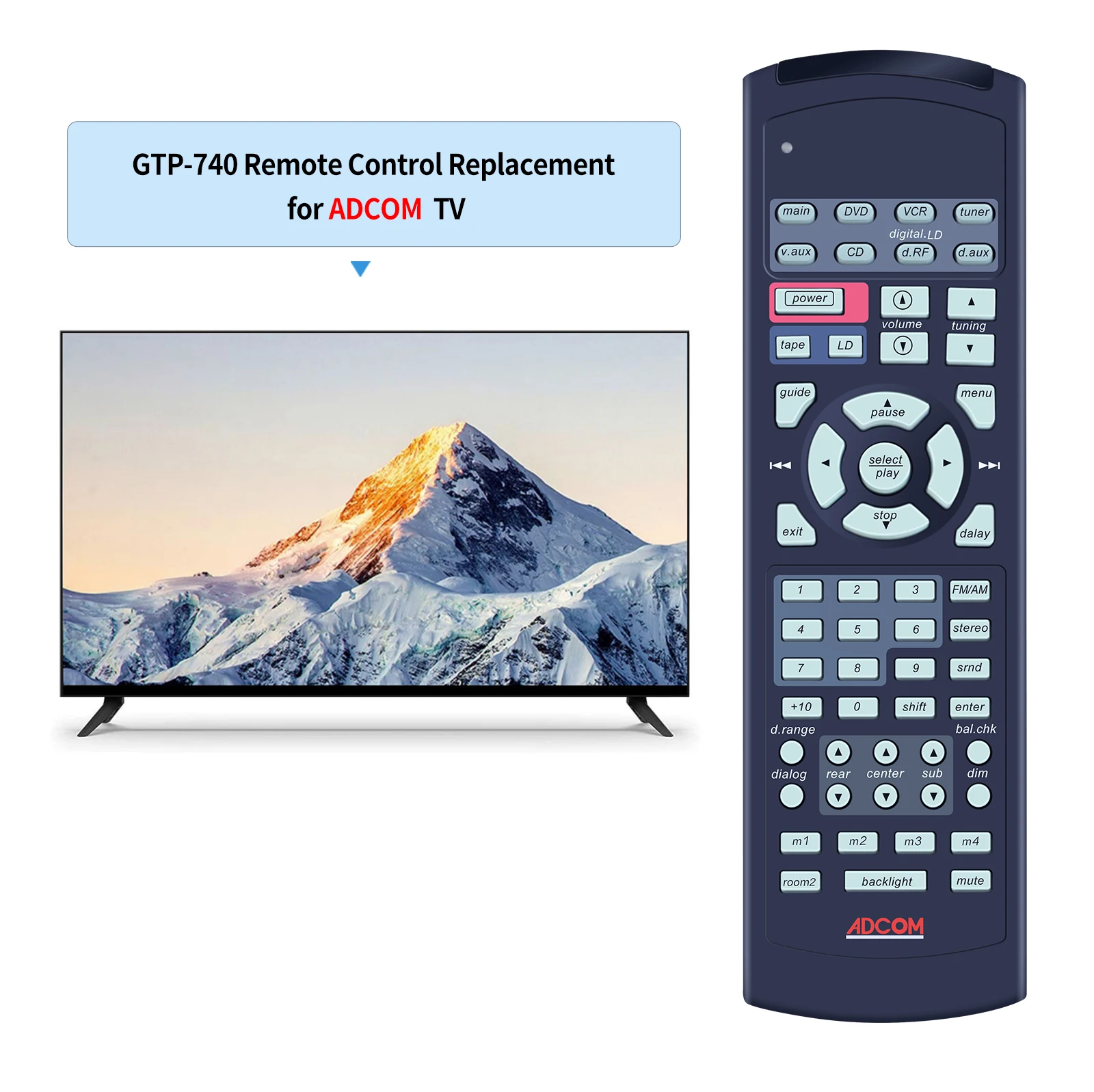 New For ADCOM Replacement Remote Control GTP-740 GTP-750 GTP-760