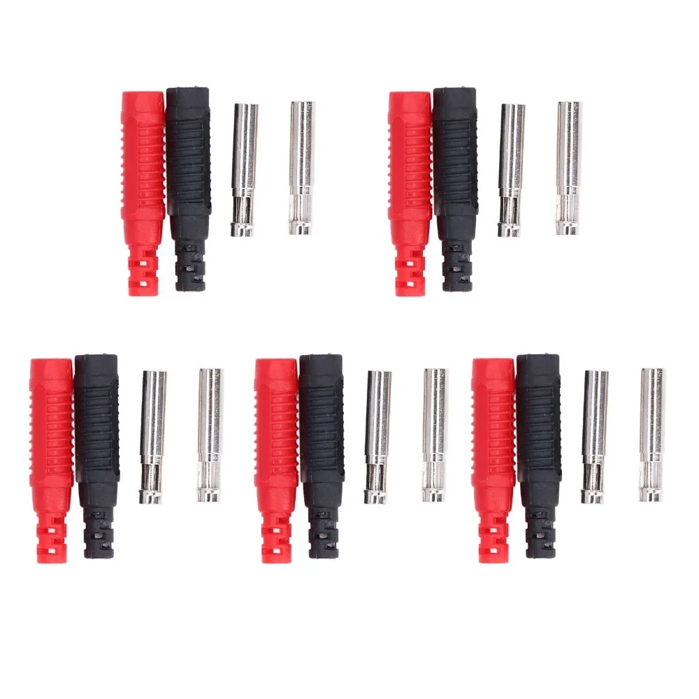 5 Sets PA Insulated Banana Plug Copper 30Vac‑60Vdc Lantern Banana Plug Insulated Safety Shrouded 4mm Solder Cable Adapters