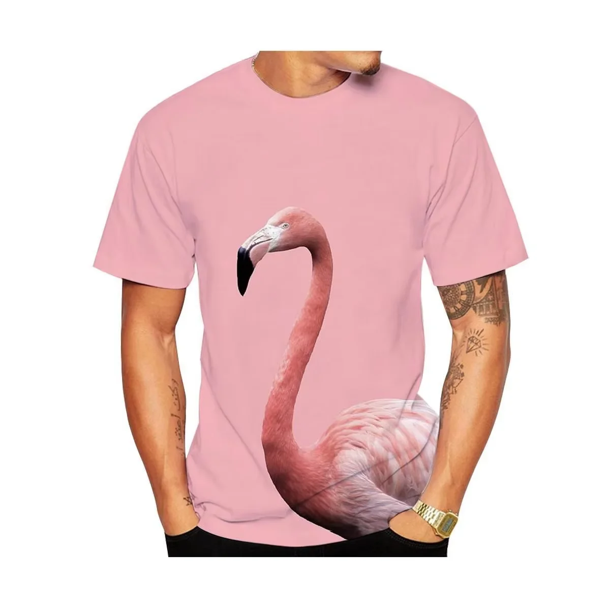 Flamingo Animal 3D Print T-Shirts Men Woman Fashion Streetwear Short Sleeves O-Neck T Shirt Harajuku Man Tops Tees Clothing