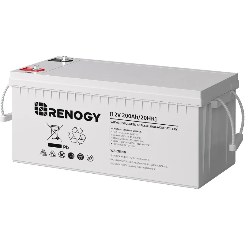 

Renogy Deep Cycle AGM Battery 12 Volt 200Ah, 3% Self-Discharge Rate, 2000A Max Discharge Current, Safe Charge Most Home Applia,