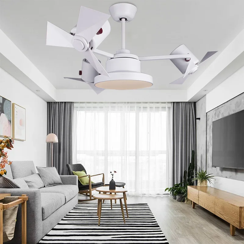 American Ceiling Fan Light Invisible Blade Fan Lamp For Living Room Bedroom Restaurant Mute European Style Home Lighting