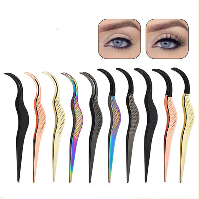 Pretty Eyelash Applicator Tool DIY Lash Tweezers Curved Eyelash Tweezers for Easy Lashes Application and Removal Rose Gold