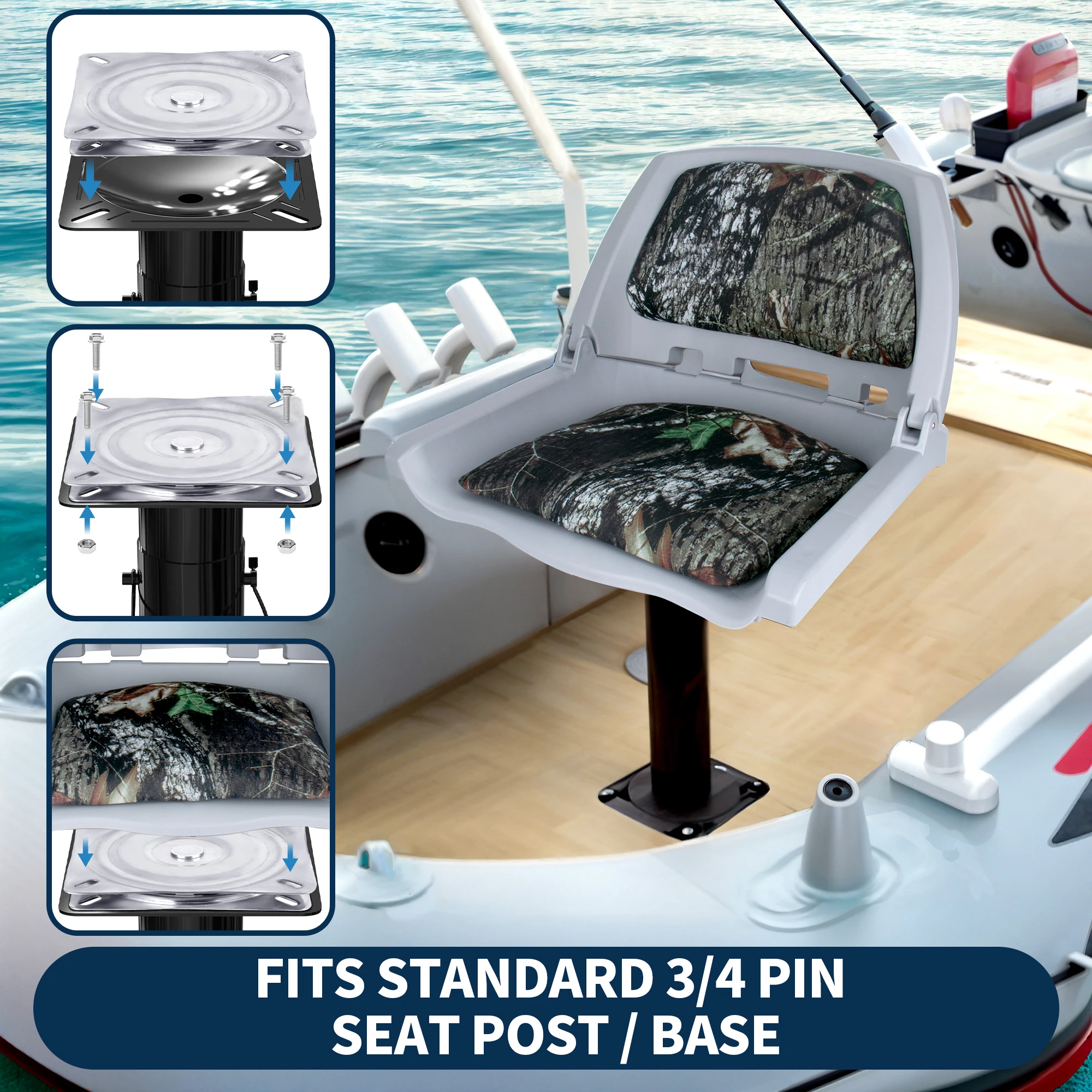 مقعد القارب دوار، لوحة دوارة لمقعد من الفولاذ المقاوم للصدأ 316، قاعدة مقعد 7 بوصة × 7 بوصة لمقعد القارب، دعامة دوارة لمقعد البار، كراسي دوارة #3