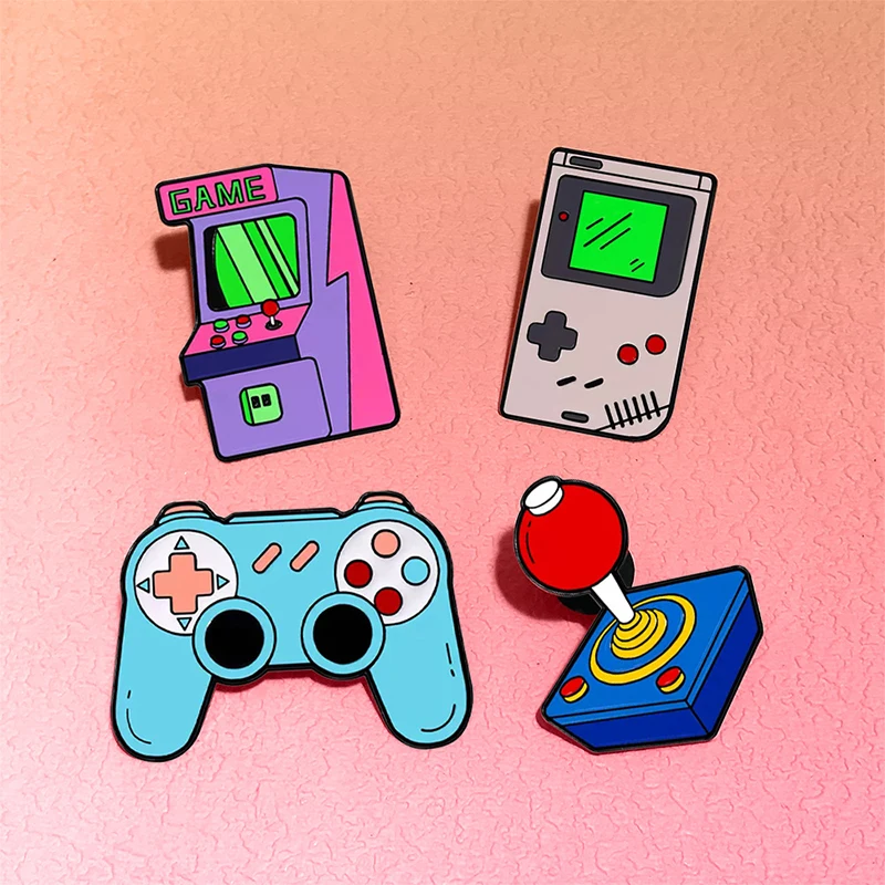 AniPins Cute Games Console Pins 4-design Metal Enamel Brooch Pin On Backpack Clothes Lapel Badge Friends Gifts