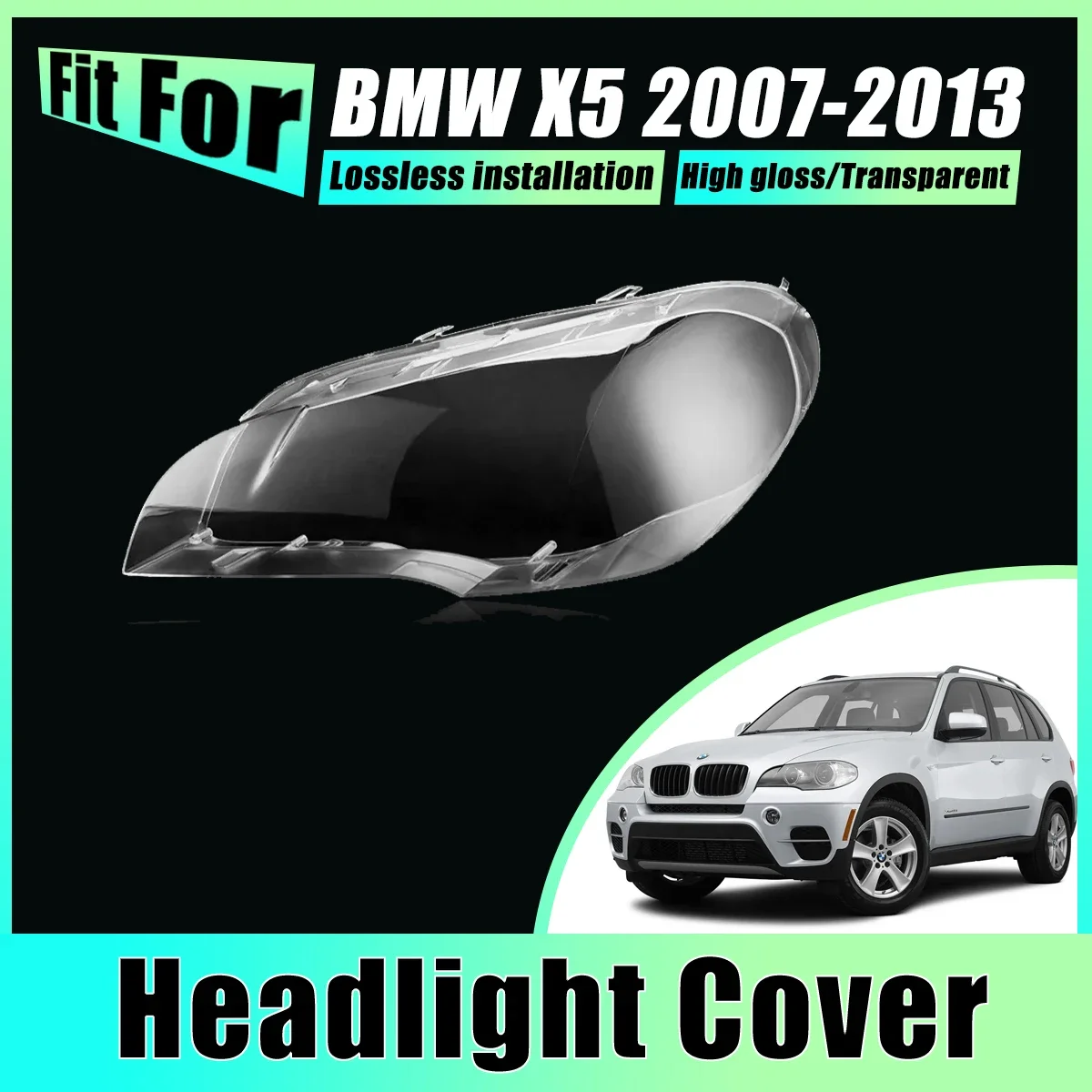 

LH RH Headlight Cover For BMW X5 2007-2013 E70 2008 Head Light Cap Transparent Front Lens Fog Lampshade Headlamp Car Accessories