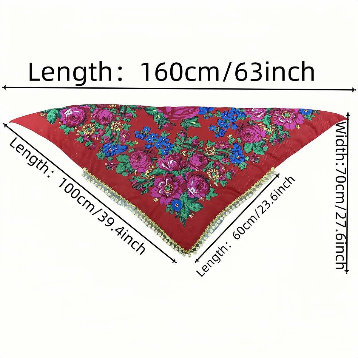 Sparkling Golden Pieces Tassel Shawl Luxury Floral Print Triangle Scarf Lady Pareo Bandana Headband Scarves Female Head Wraps view 3
