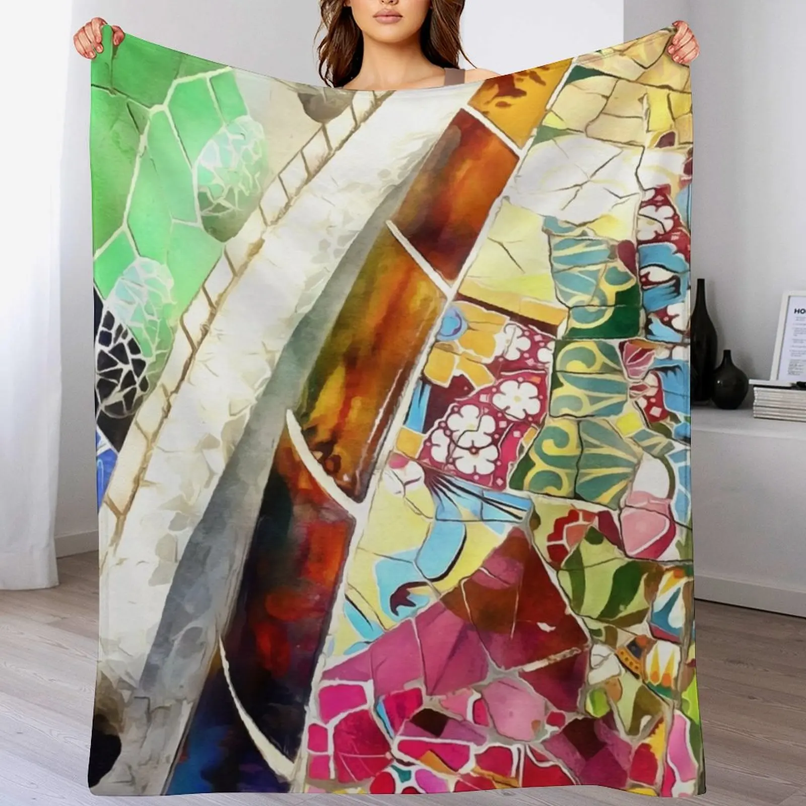 

Gaudi Barselona mosaic Throw Blanket Decorative Soft Throw Blanket for Couch Sofa