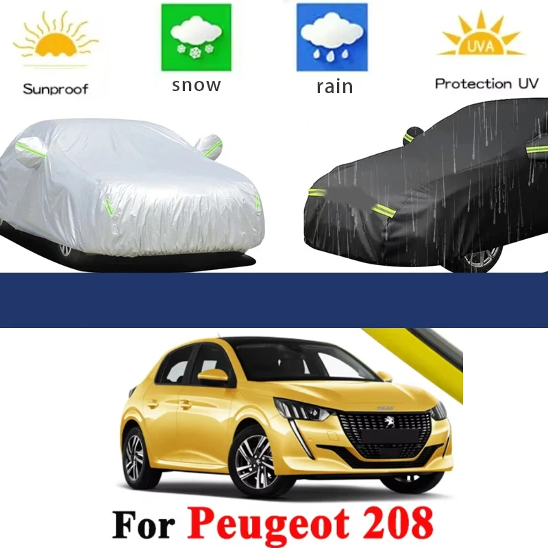

For Peugeot 208 Hatchback 2012-2026 Full Car Covers Outdoor Sun Anti UV Rain Snow Dust Protection Oxford Cloth Accessories