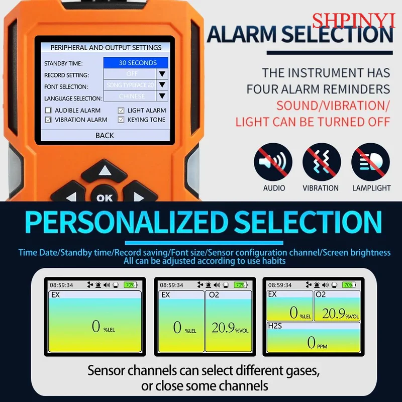 AIKESI X-4BX Portable 4 in 1 Multi Gas Detector   Accurate Sensor for CO2 CO O2 CH4 Gases Combustible Gas Detector Oxygen Meter