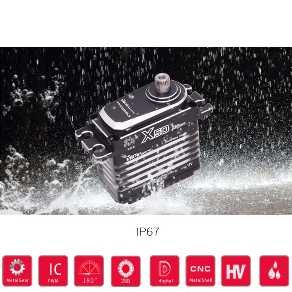 Waterproof IP67 Digital Servo High Torque 50KG Brushless Motor Full Metal 180/270 Degree Servos for RC Model Car Robot