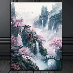 Chinese style Diamond Painting Collection Mountain and Waterfall Scenery Art 5d Diy Embroidery Mosaic Home Decor Cross Stitch