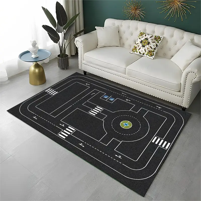 City Traffic Road Highway Runway Map Playroom Large Area Rug Non-slip Carpet for Bedroom Living Room Sofa Doormat Floor Mat Gift
