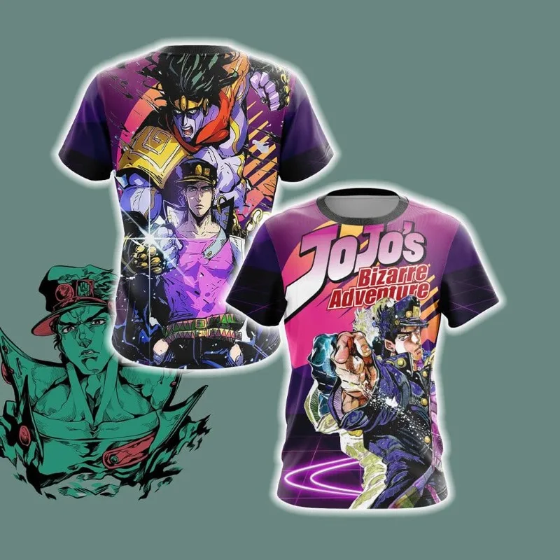 2026 New JOJO Stardust Crusade Jotaro Star Platinum Theme Short-Sleeve Anime Merchandise Top, Unisex Sports Casual T-Shirt