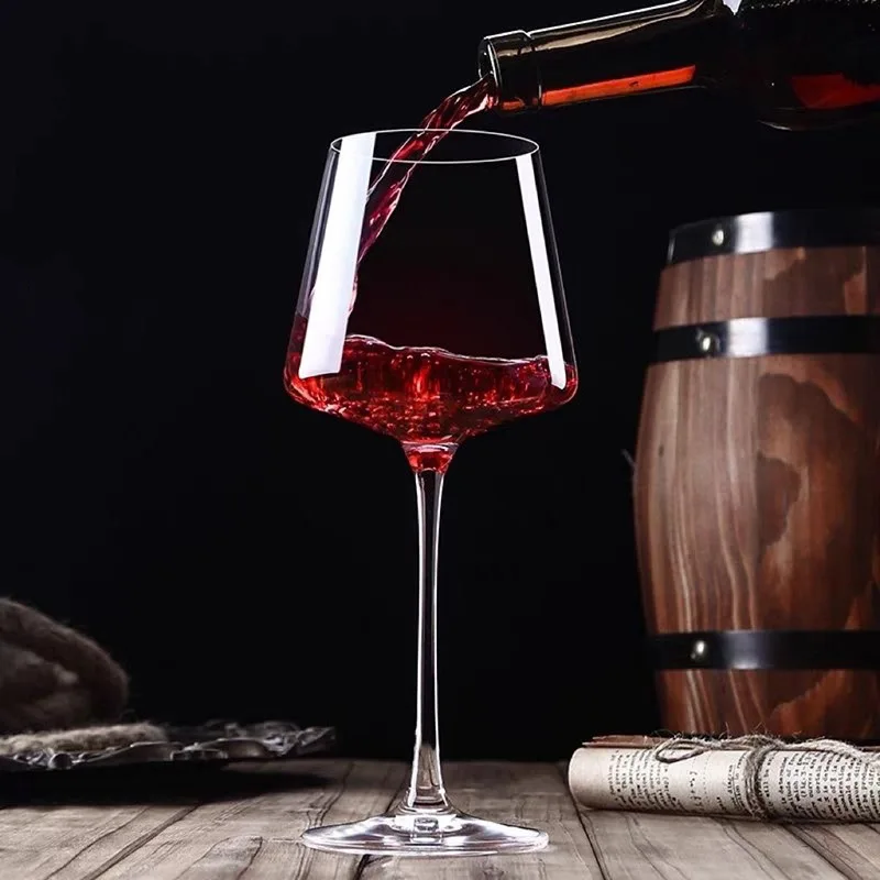 450ml 600ml Square Red Wine Glass Set European Luxury High-End Crystal Wine Glass Burgundy Goblet