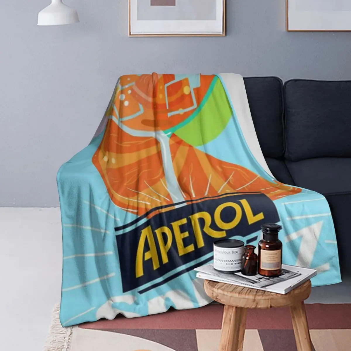 

Aperol Orange Spritz Blanket Soft Warm Flannel Throw Blanket Plush for Bed Living room Picnic Travel Home Couch