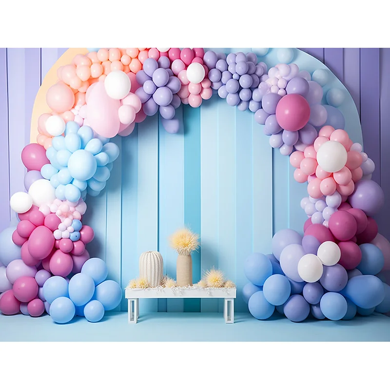Arco-íris Balão Arco Fotografia Fundo, Cenários Adereços, Adorável Pastel Photo Studio, Decoração De Festa De Aniversário, CA-01