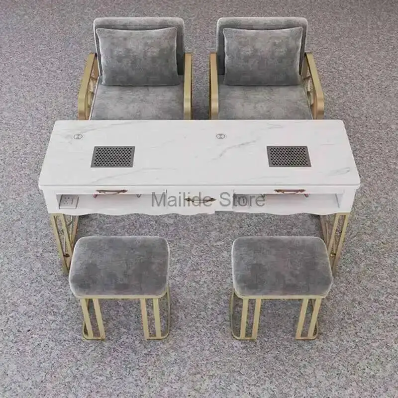 Iron Commercial Wrought Nail Nordic Tables For Furniture Nail Station Light Luxury Upscale Multifunction Marble Manicure Tables