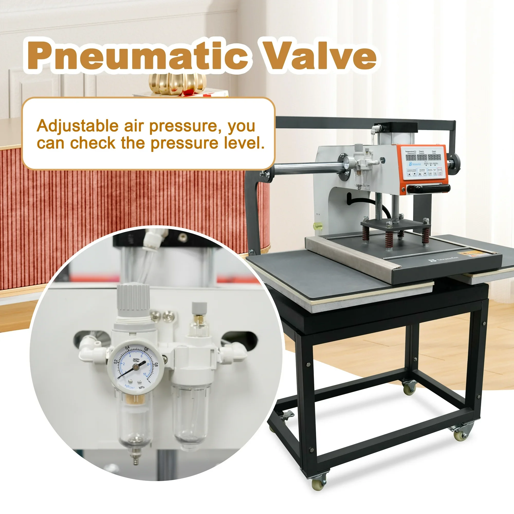 Große 16x24 pneumatische verschiebbare Dual Platen Heat Press Machine – Sublimation Blank Commercial Auto Heat Press T-Shirt für DTF