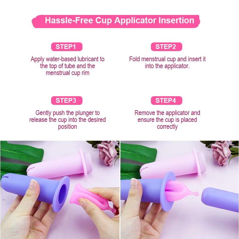 Silicone Periods Menstrual Cup Booster Health Care Products For Women Reusable Menstrual Cup Applicator Tool Kit Wholesale