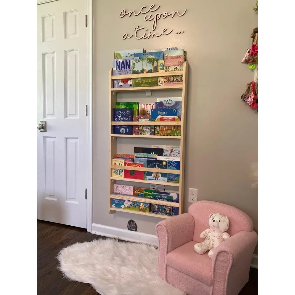 

Handmade Solidwood Wall Mounted Montessori Kids Bookshelf, Book Display for Children Bedroom, Nursery Furniture Bookcase