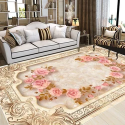 Alfombra decorativa de franela gruesa para sala de estar, tapete de lujo para el hogar, Rosa francesa, alfombras de cabecera para dormitorio, alfombra de flores personalizable