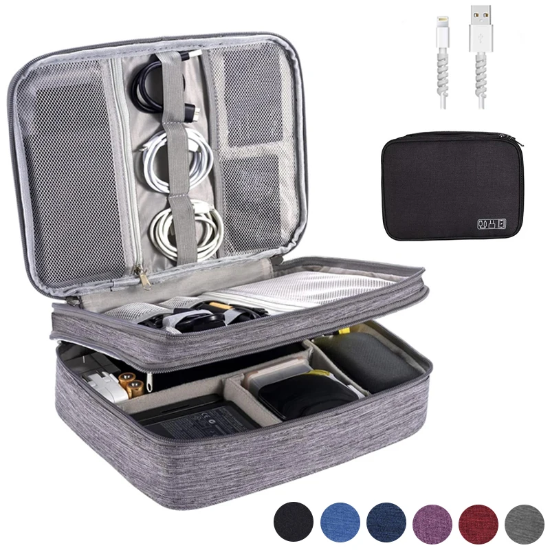 Multi Electronic Storage Bag USB Data Charge Cord Travel Cable Organizer Digital Waterproof Suitcase Double Layers Storage Bag
