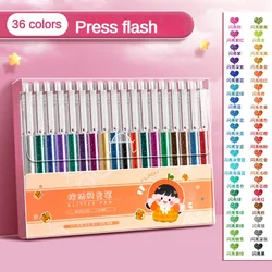 8/12/24/36/48 Colors Glitter Gel Pens Retractable and Uncap Type Writing Art Marker Coloring Drawing Office Student Stationery
