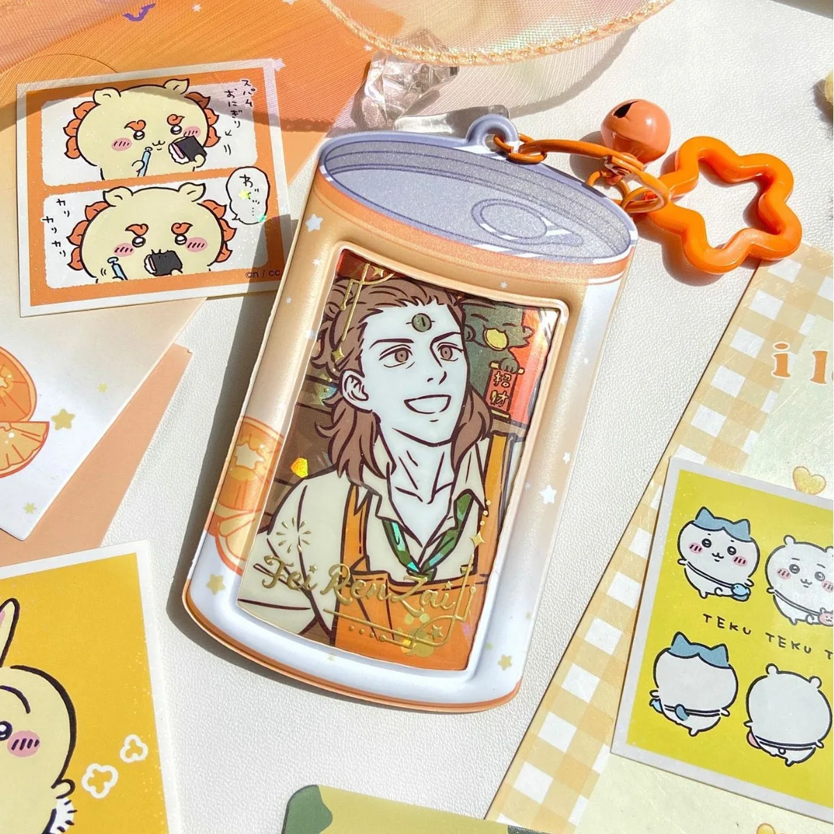 Kawaii Canned fruit molding PVC 3 inch Kpop Photocard Holder Idol photo Card Holder Bag Case display pendant School Stationery