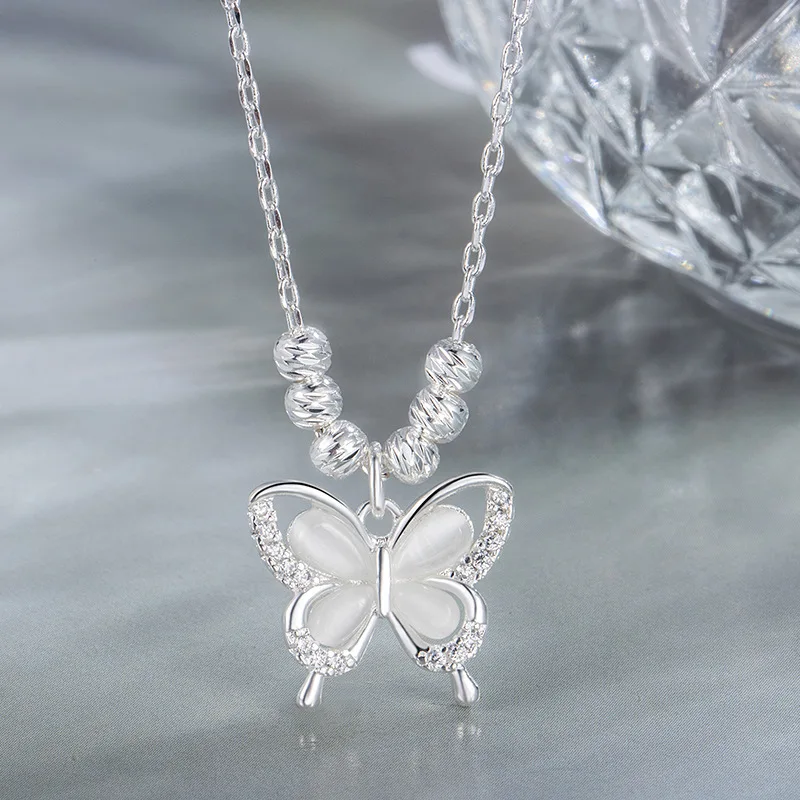 

New 925 Sterling Silver Butterfly Necklace Simple Charm Animal Shape Pendant Choker Birthday Gift Women's Fine Jewelry