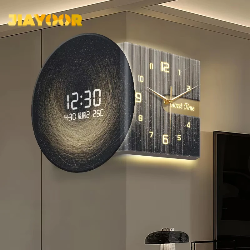 Night Light Luxury Wall Clock Fashion Unique Modern Bedroom Digital Clock Design Nordic Cute Orologio Da Parete Home Decor Items