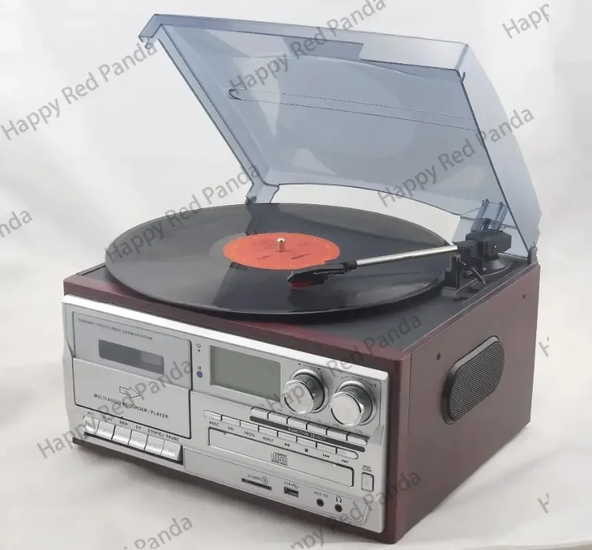 Multiple Function Turntable player Record player with 6 keys / USB/SD/CD Player/Radio/Cassette