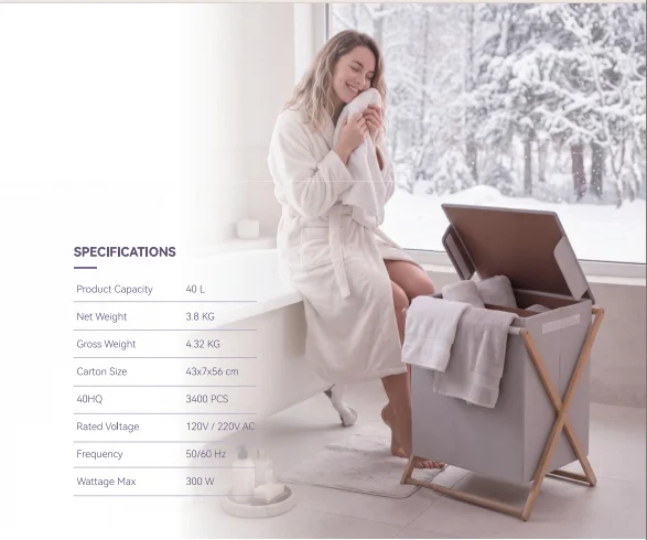 600W Foldable Heating & Drying 2-in-1 Towel Warmer with Handle Compact Design for Efficient Bathroom Comfort