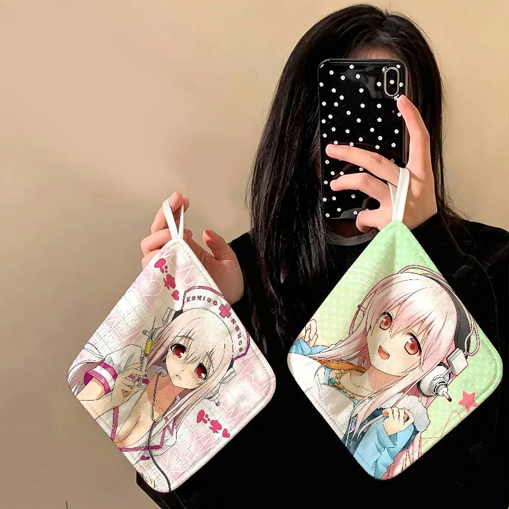 Beautiful Super S-Sonico Polyester Cotton Hand Wiping Towel, Hanging Towel, Quick Dry for Kitchen Bathroom Daily Supplies