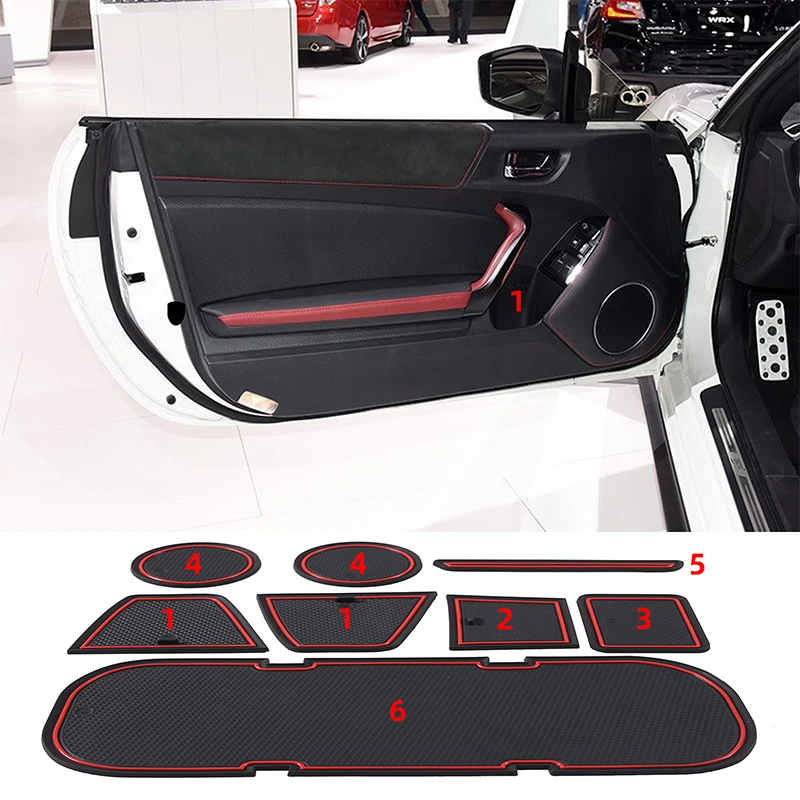 

For Subaru BRZ 2013-2021 PVC Rubber Car Door Slot Mat Water Cup Holder Mat Interior Finishing Accessories