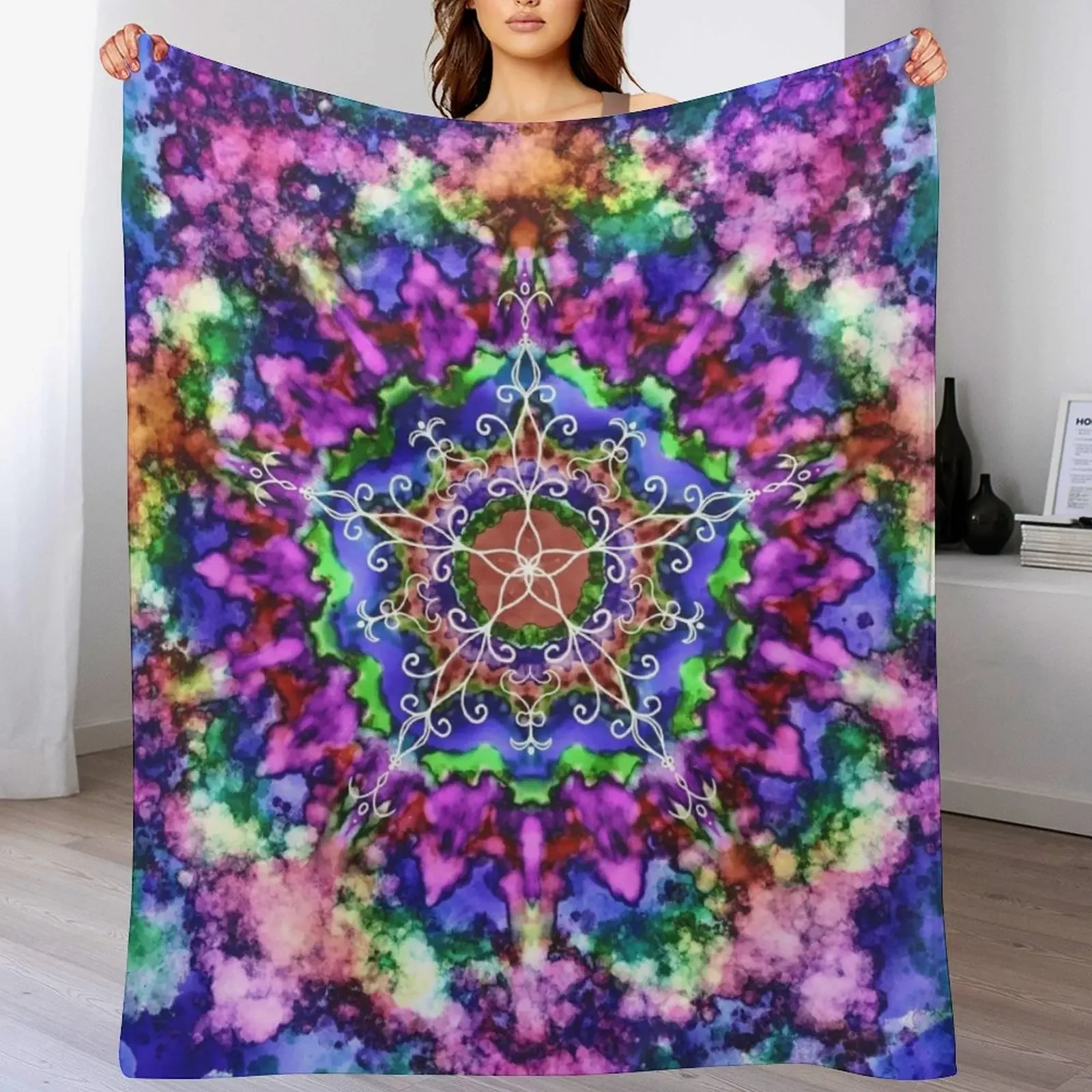 

TIE DYE COOL MANDALA Throw Blanket Decorative Throw Large Thin christmas gifts Blankets