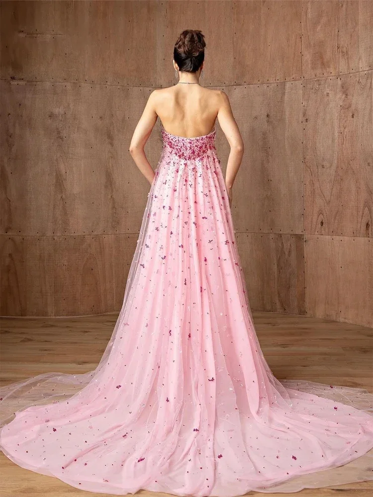 Customized High quality Classic Exquisite Jersey Pleat A-line Strapless Long Dresses Prom Dresses Retro Matching Formal image 3