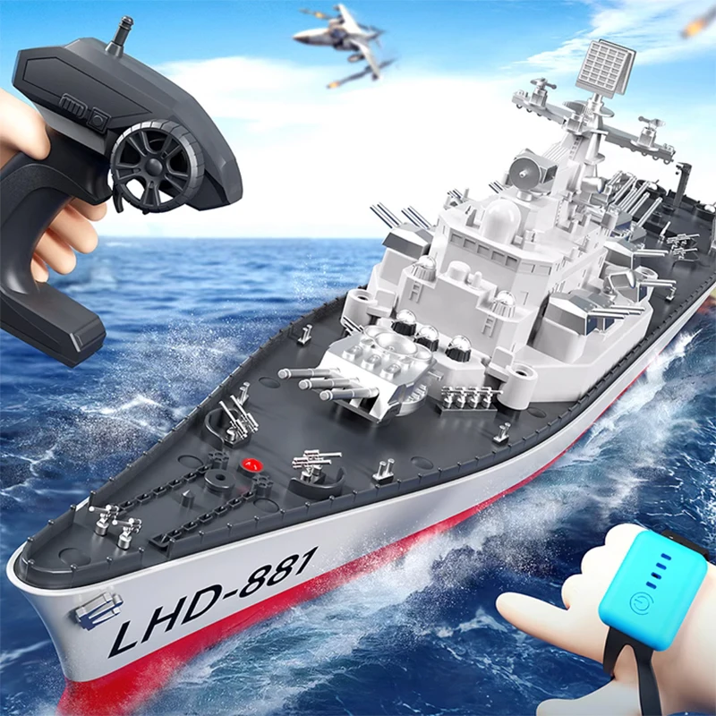 Remote Control Ship Warship Launchable Toy Ship Simulation Mothership New Battleship 1/390 2.4G Remote Control Boy Gift