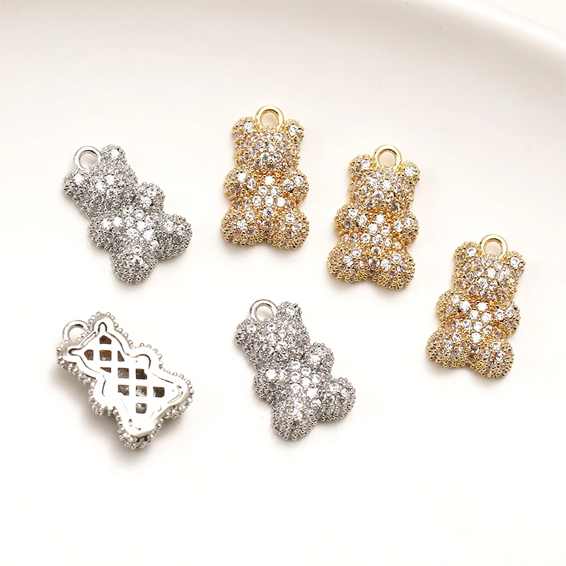 10 * 17mm copper wrapped 14K Gold lovely smooth diamond Bear Pendant DIY hand made jewelry accessories materials