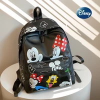 Mochila de moda para mujer, mochila escolar informal de PU con estampado de Mickey Mouse de gran capacidad para estudiantes