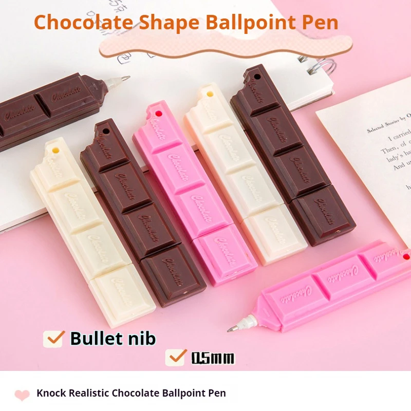 1 Pcs Kawaii Chocolate Ballpoint Pen Chocolate shape Ball Pen 0.5mm Blue Ink Cute Ballpoint Pen, For Office School Stationery