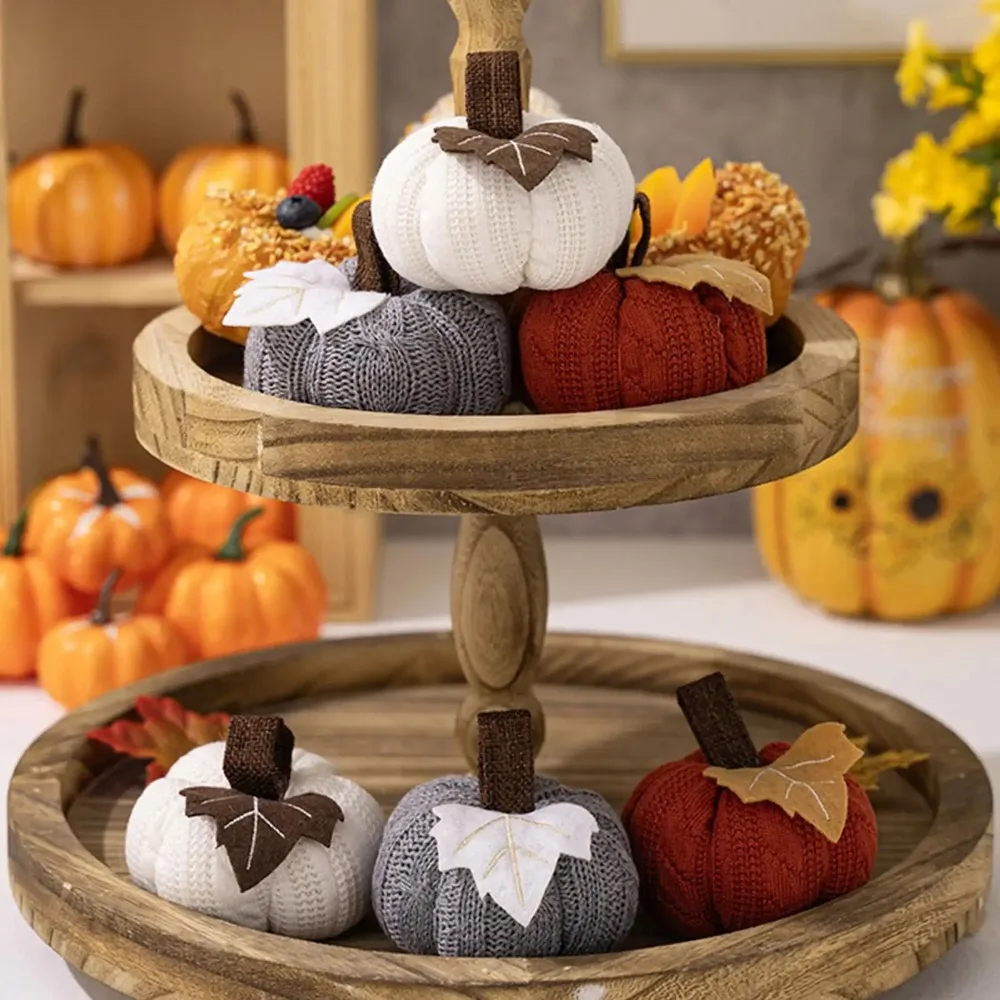9cm Small Pumpkins Home Decor Knit Knitted Pumpkin Reusable Seasonal Charm Cozy Warm Decorative Ornaments Crochet Pumpkins