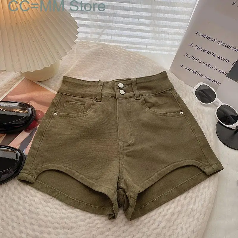 New Black Shorts for Women High Waisted Korean Fashion Wide Leg Shorts Office Ladies Casual 2 Button Chic Shorts