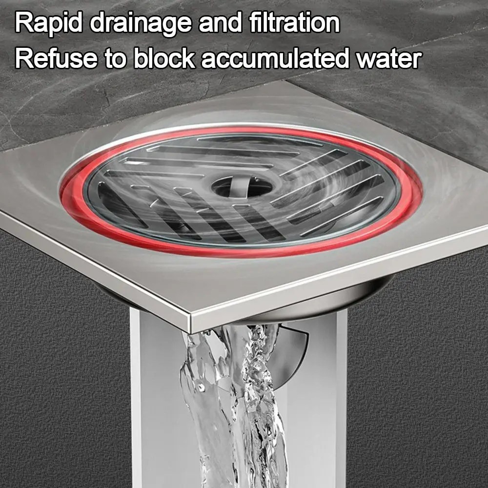 Stainless Steel Shower Floor Drain Round Anti-odor Fast Drainage Floor Drain with Grid Grate Cover Insectproof