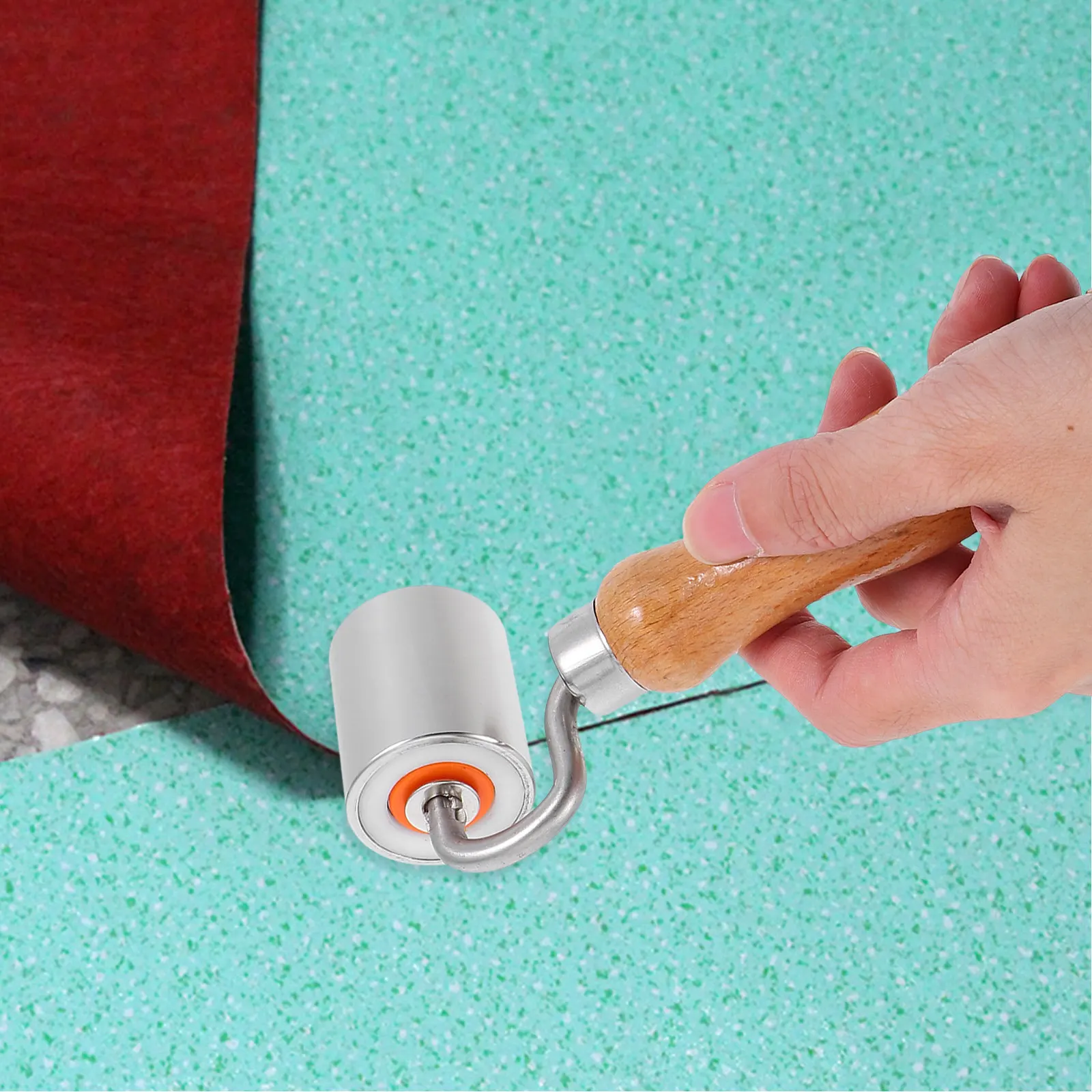 Wallpaper Smoothing Roller Stainless Steel Seam Flattening Tool with Comfort Wood Handle for Drywall Corner Seam Roller
