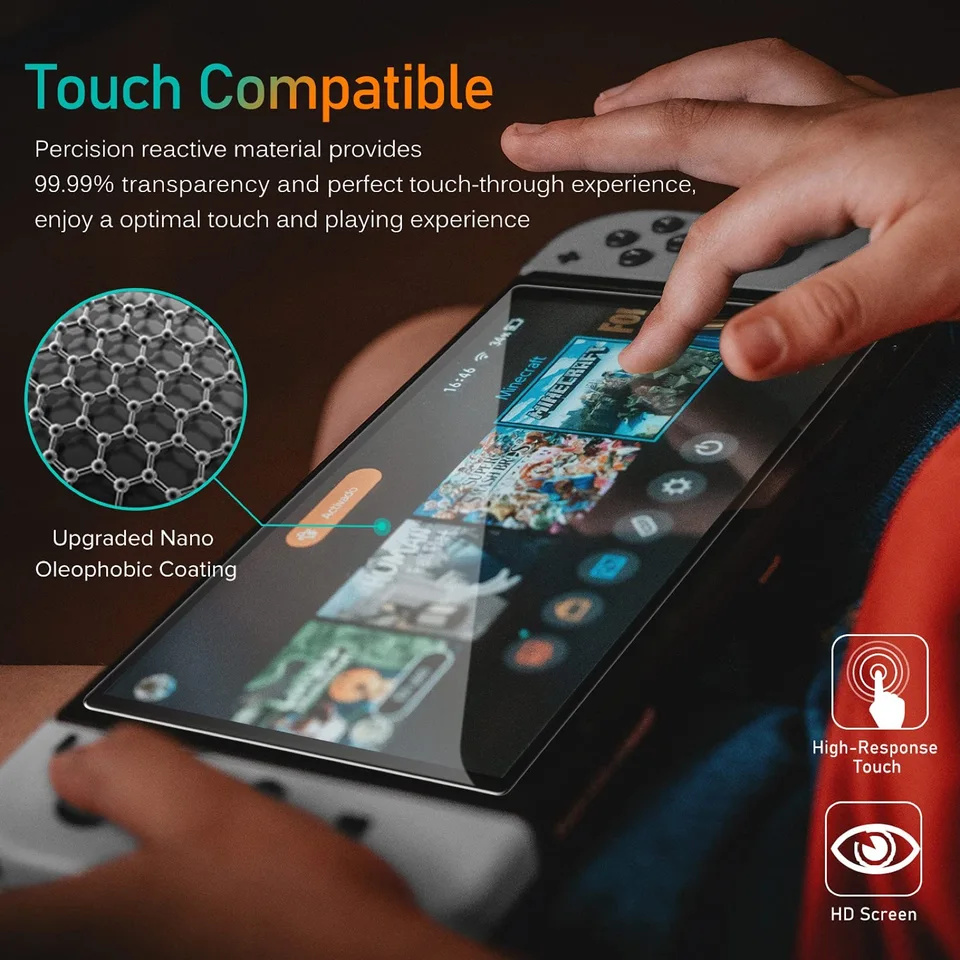 Vidrio Templado 9H para Nintendo Switch OLED Switch2 2 Protector de Pantalla, Película de Vidrio Protectora HD Transparente Anti-rayaduras Accesorios 5