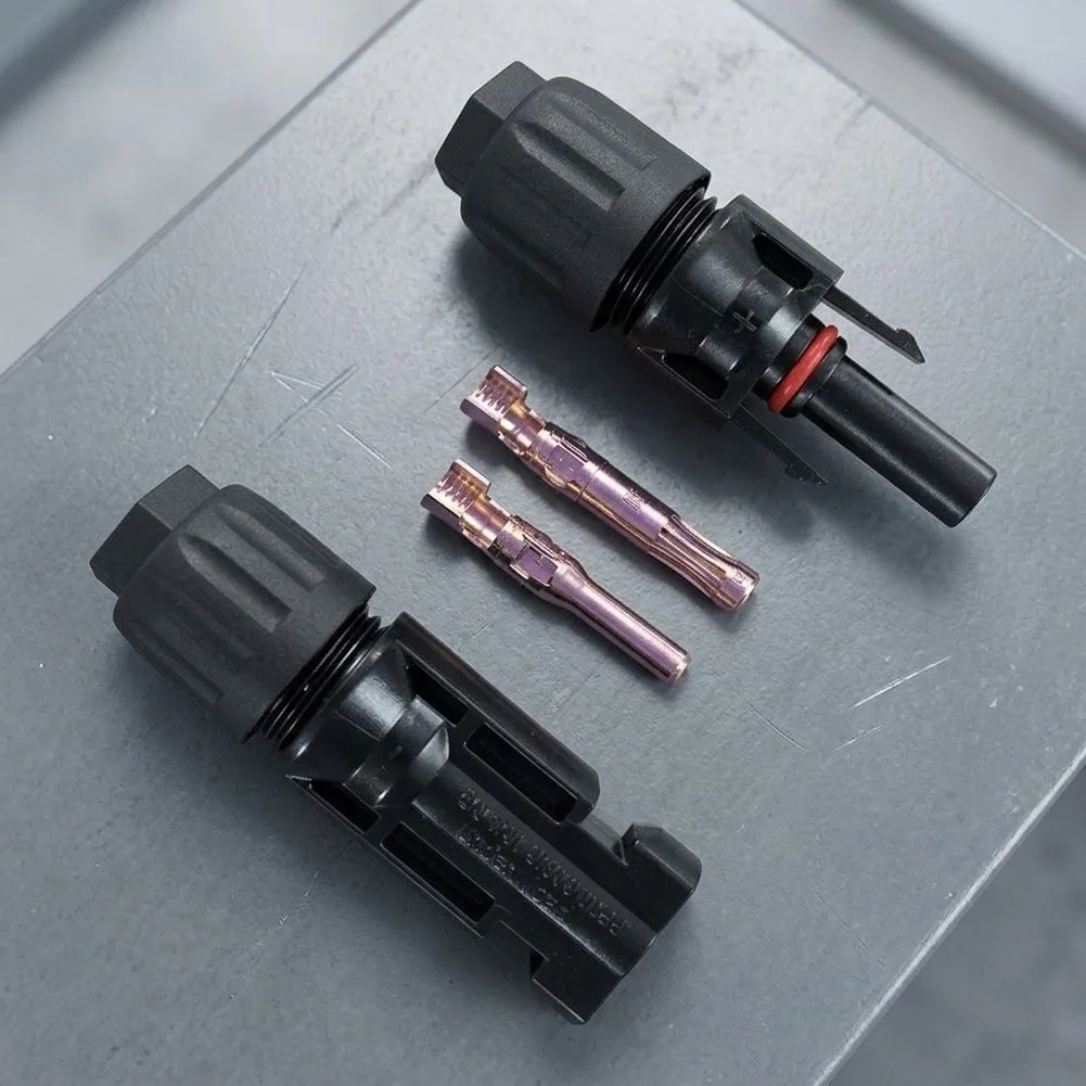 100 Pairs Panel Connectors With 200pcs Crimp Metal Terminals Red Copper 10AWG IP67 Waterproof Solar PV Panel Connectors Kit